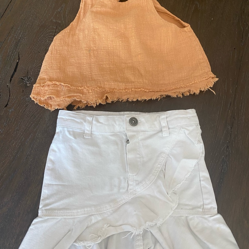 Kids White Skirt with Orange Top